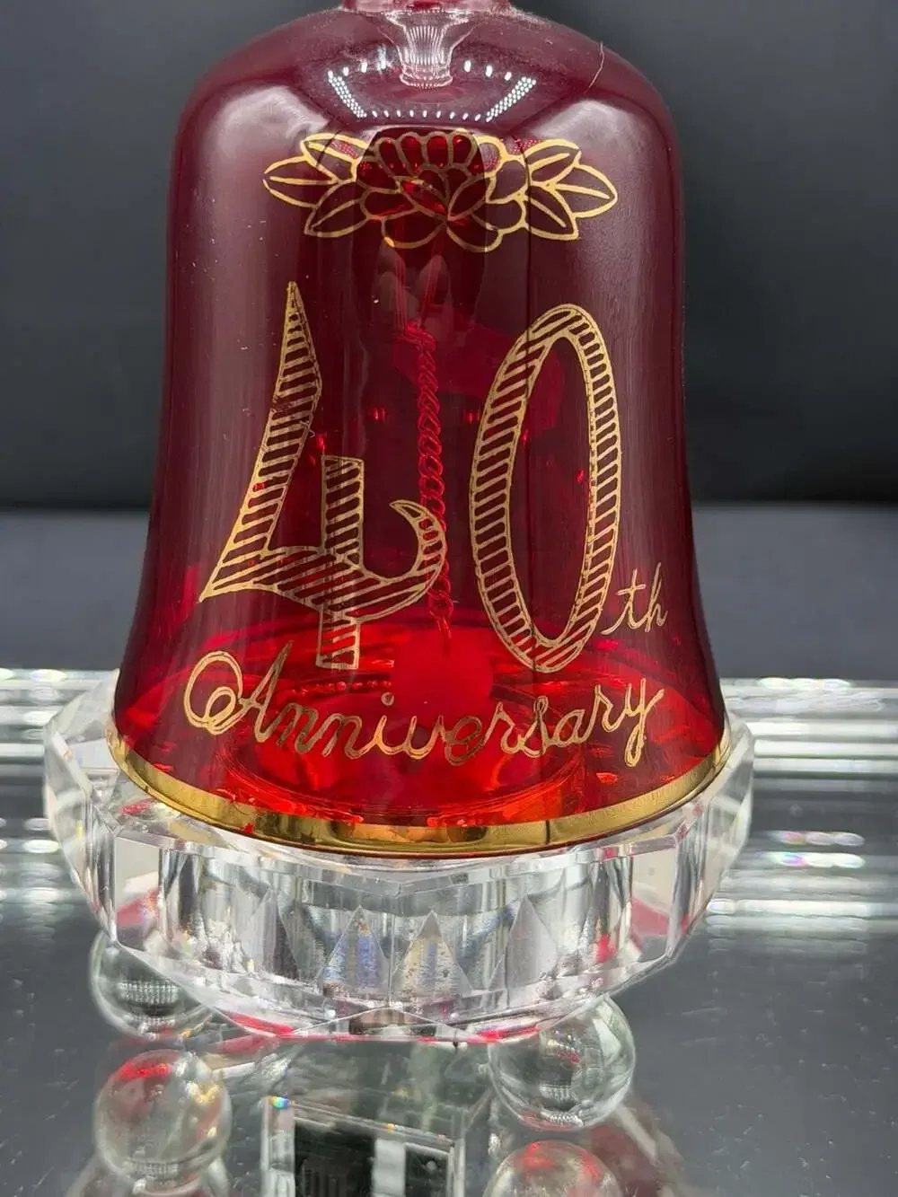 Norcrest Vintage Ruby Red Glass 40th Anniversary Collectible Bell
